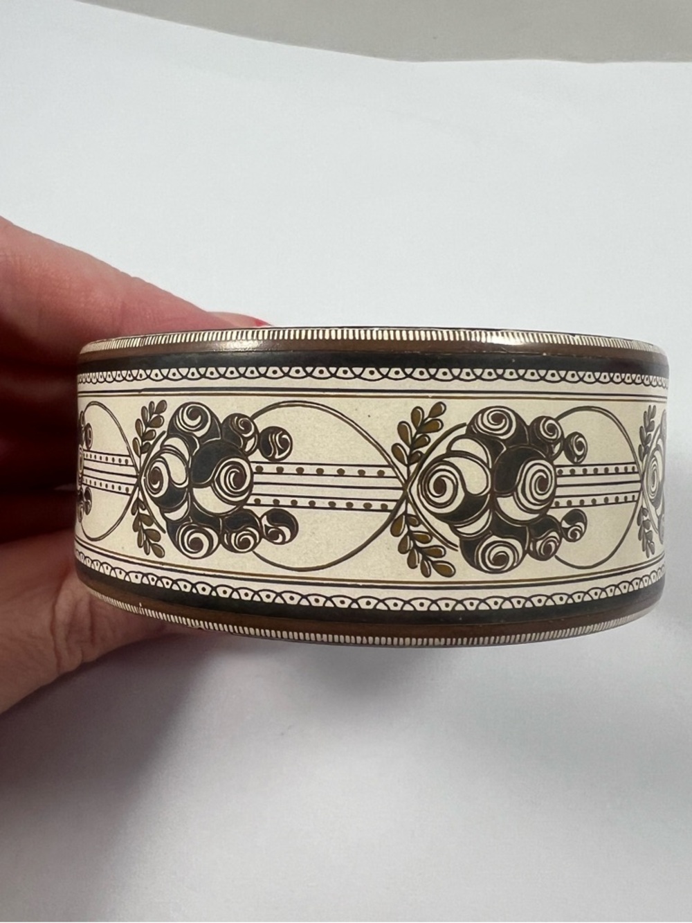 Vintage Michaela Frey Wide Enamel Bangle Bracelet Handmade Austria & Signed
